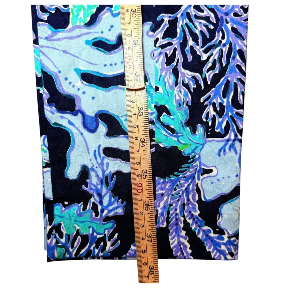 Lilly Pulitzer Kelly Ankle Pants Blue Green Coral Reef Print Stretch Womens 6 - Picture 10 of 10